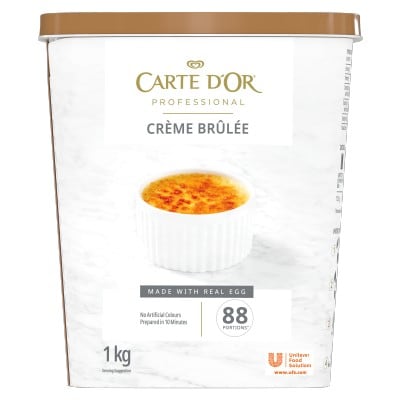 Carte D’Or Crème Brûlée - Carte D’Or Crème Brûlée is a non-bake dessert solution with a smooth, scratch-like base easily infused with any flavours, offering a versatile and consistent dessert options.